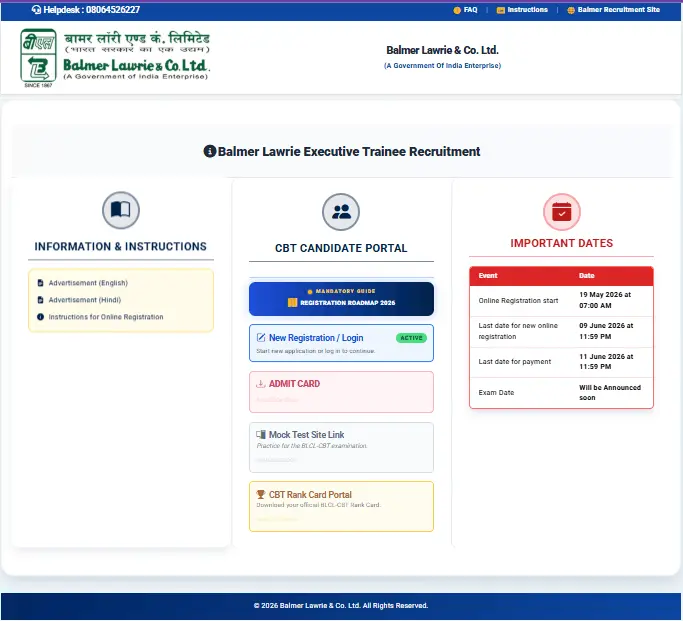 Balmer Lawrie Executive Trainee Recruitment 2026