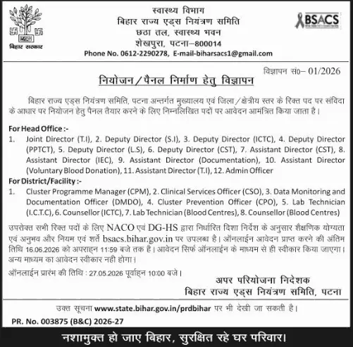 Bihar Health Department New Vacancy 2026
