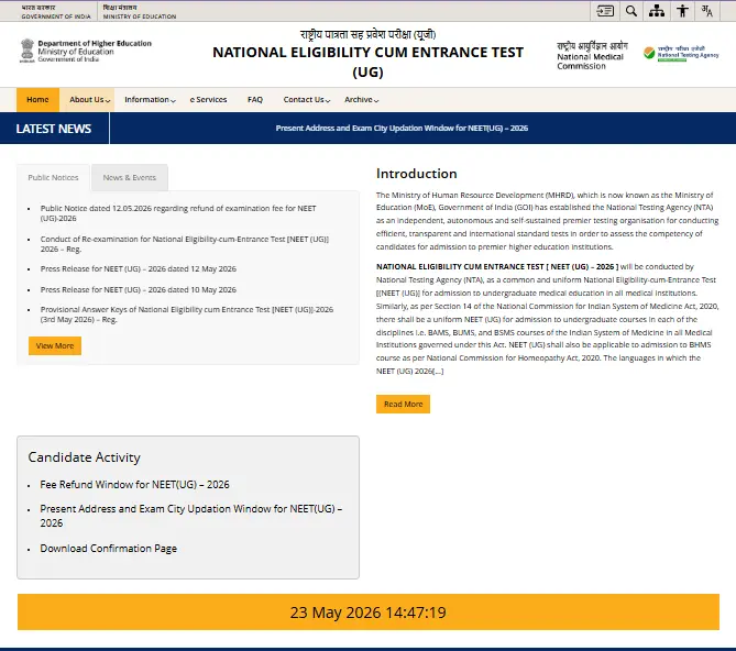 NEET UG Fee Refund Apply 2026