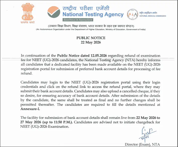 NEET UG Fee Refund Apply 2026