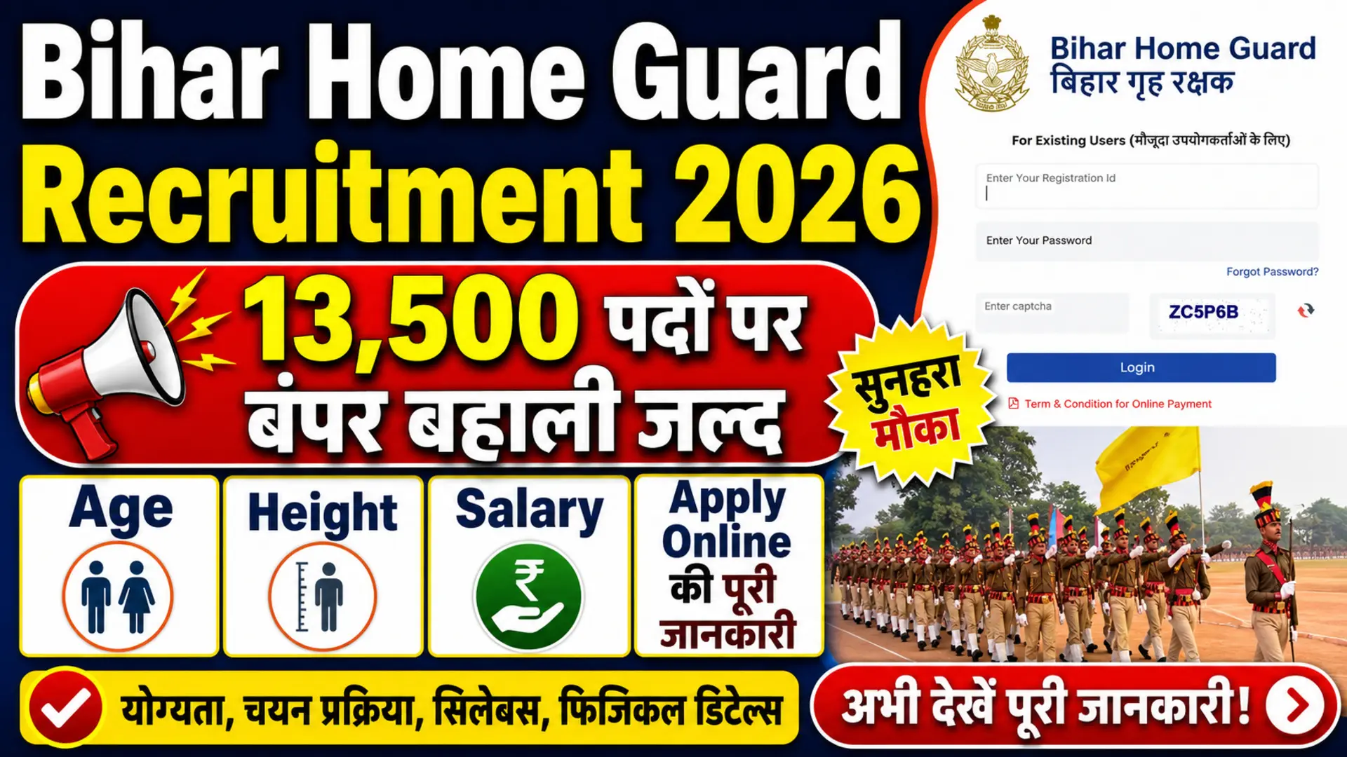 Bihar Home Guard Recruitment 2026 | 13,500 पदों पर बंपर बहाली जल्द