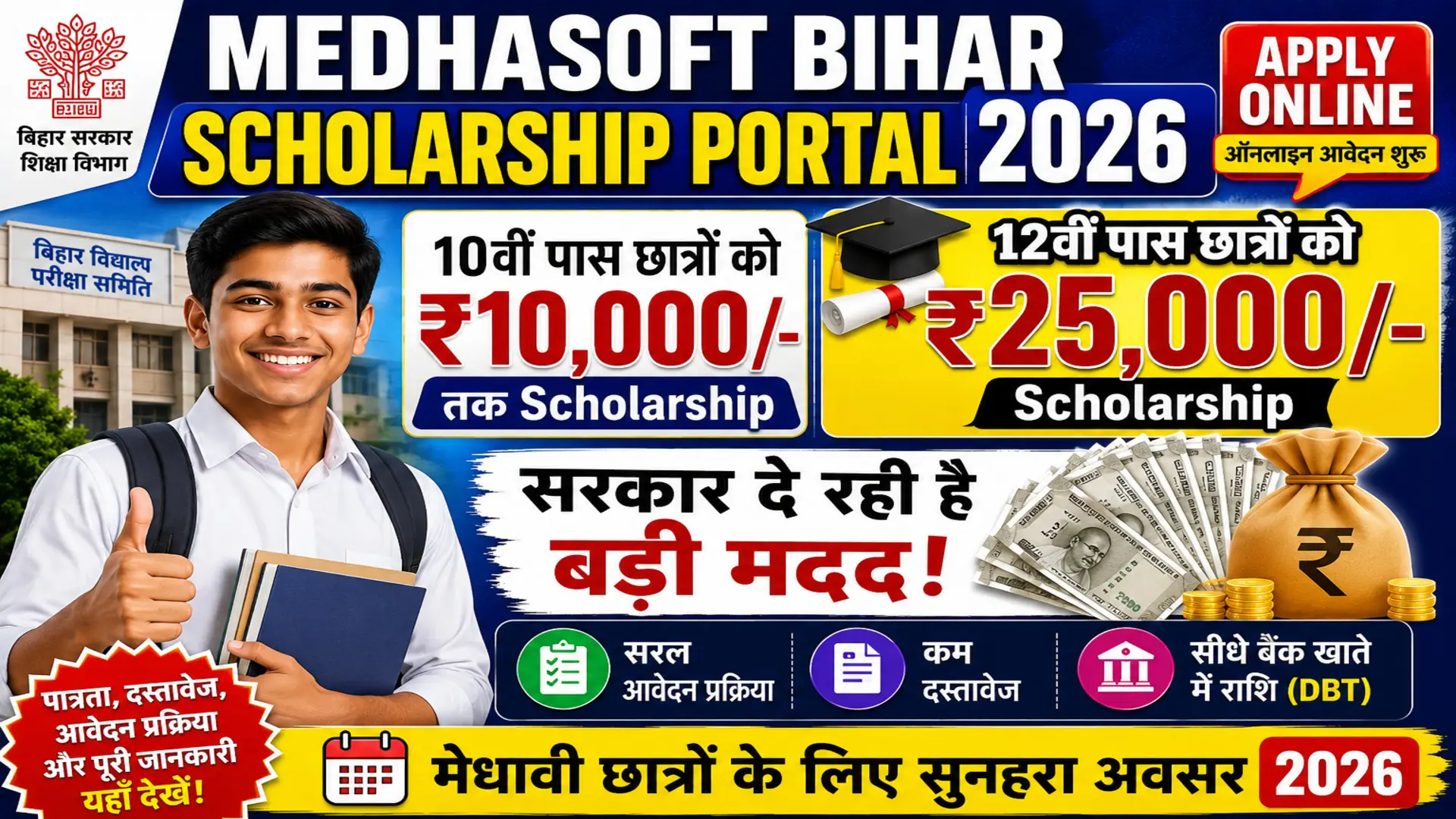 medhasoft bihar scholarship portal 2026