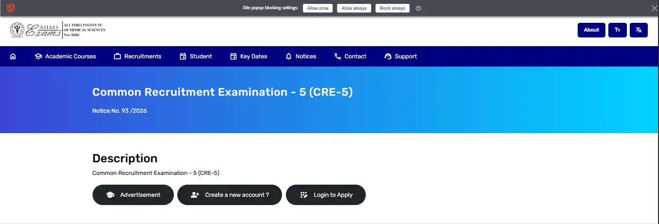 AIIMS CRE 5 Group B & C Recruitment 2026