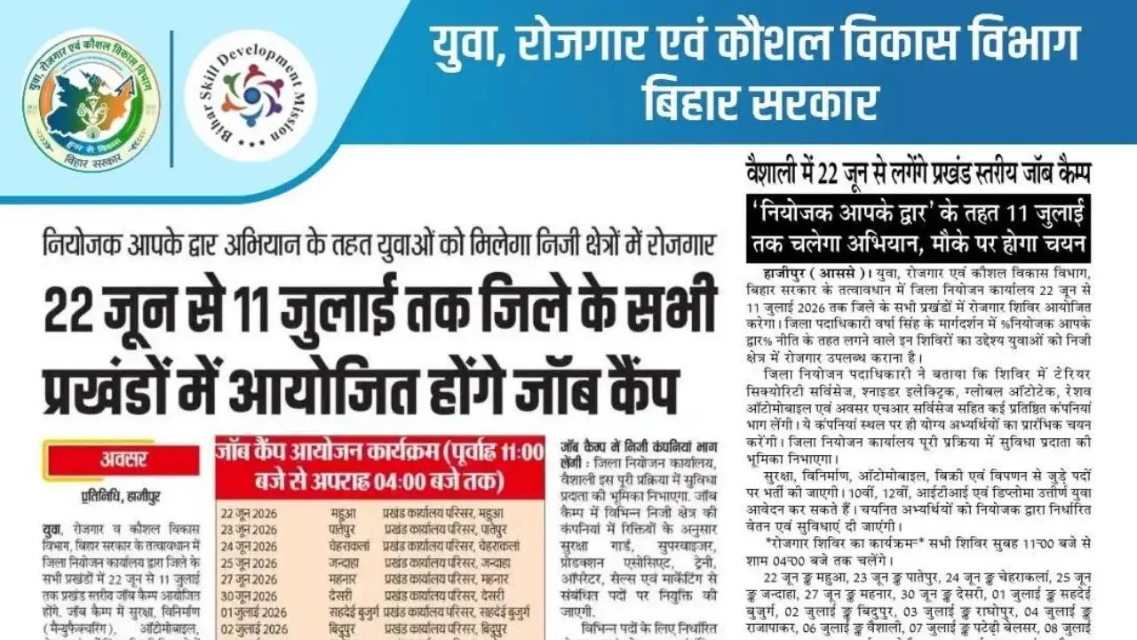 Bihar District Job Camp Bharti 2026