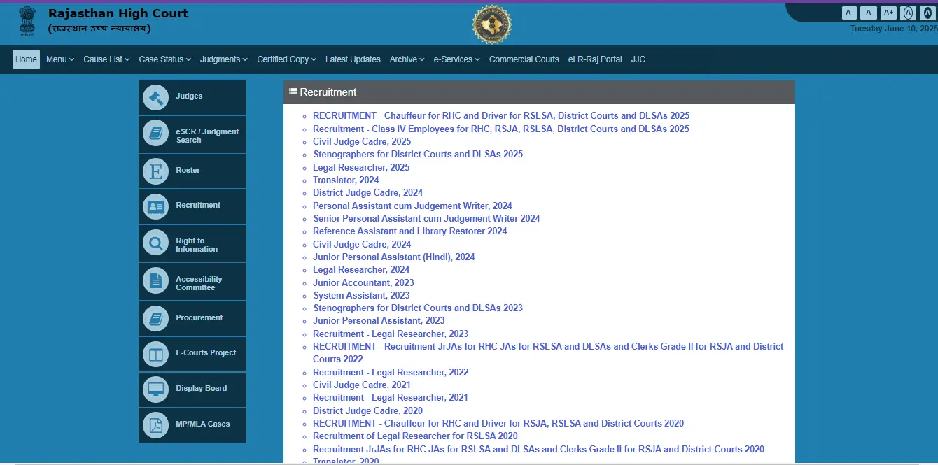 Rajasthan High Court Stenographer Recruitment 2026