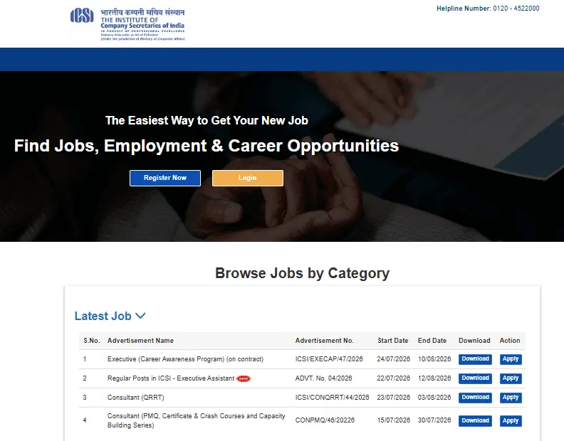 ICSI Executive Assistant Recruitment 2026