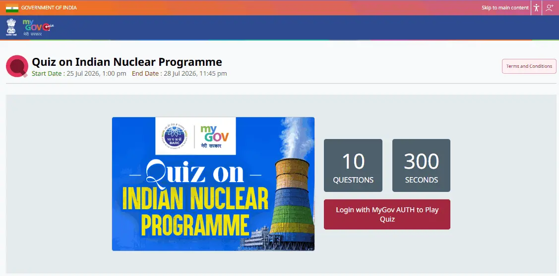 Quiz On Indian Nuclear Programme 2026