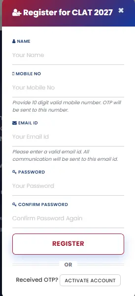 CLAT 2027 Online Form