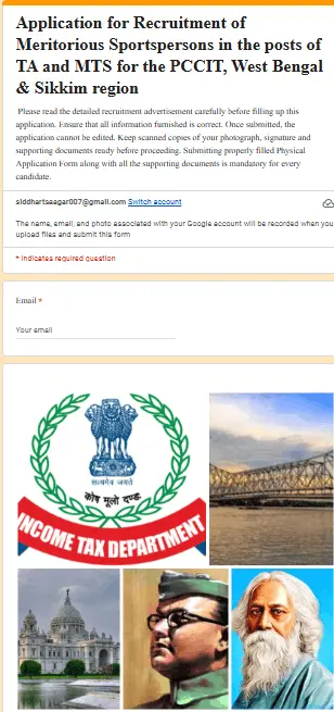 Income Tax West Bengal & Sikkim Sports Quota Recruitment 2026