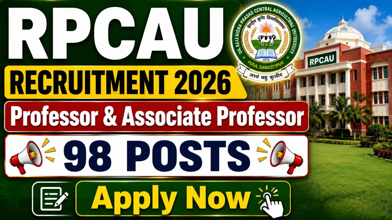 RPCAU Pusa Various Teaching Post Recruitment 2026