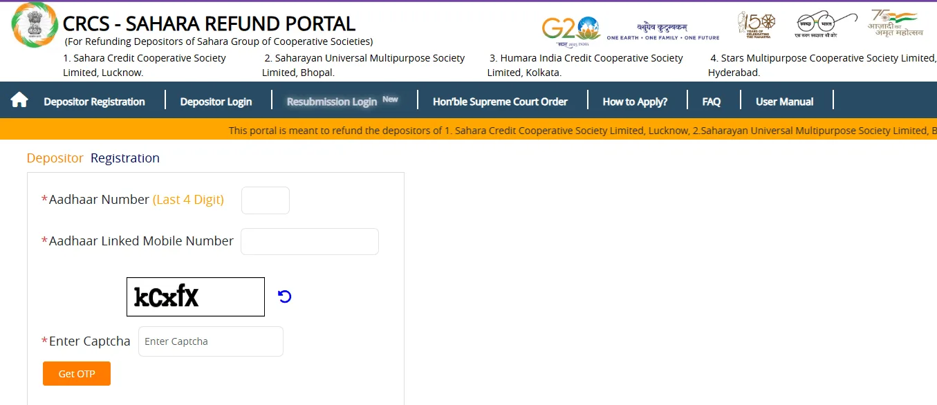Sahara India Resubmission Online Apply 2026