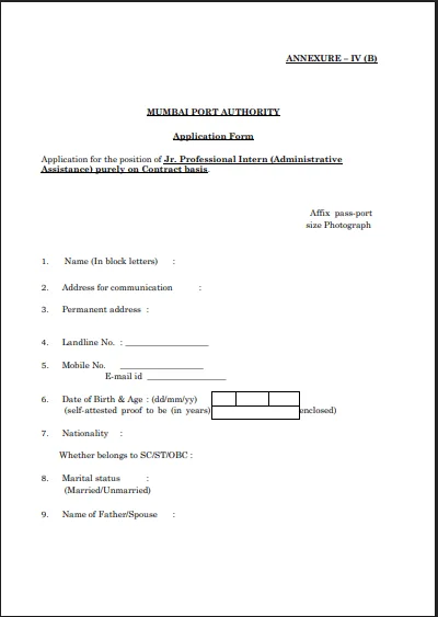 Mumbai Port Junior Professional Intern Recruitment 2026