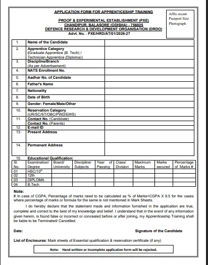DRDO PXE Apprentice Recruitment 2026