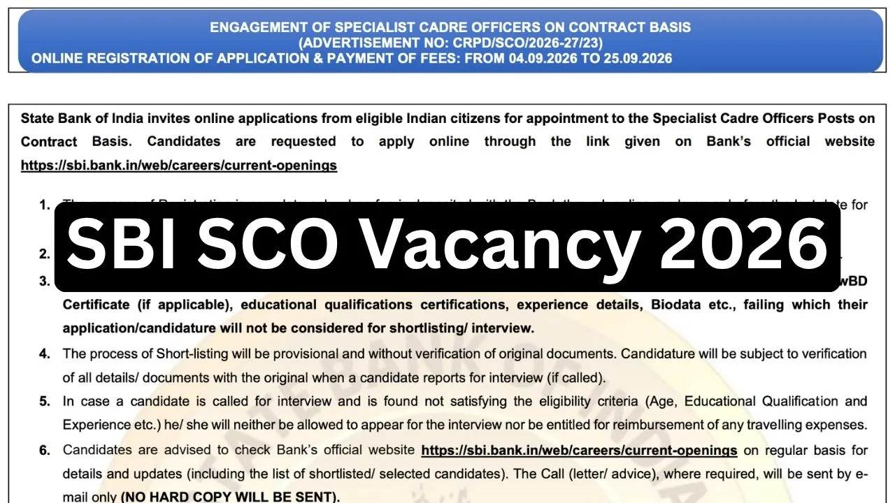 SBI SCO Online Form 2026