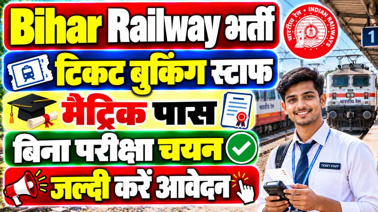 Bihar Railway Station Ticket Booking Agent Recruitment 2026