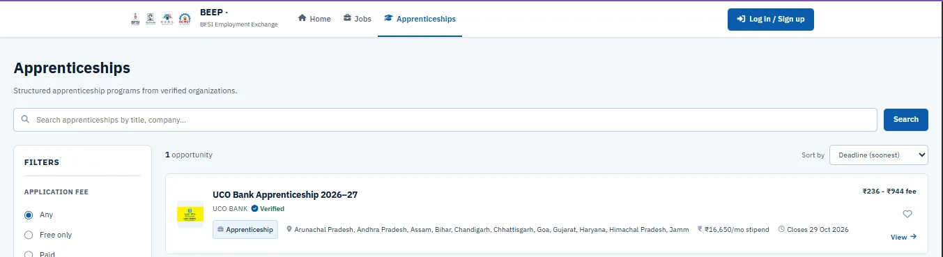 UCO Bank Apprentice Online Form 2026