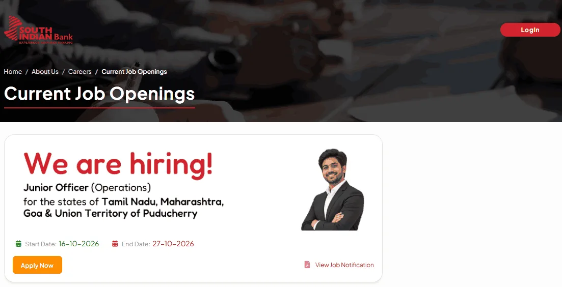 South Indian Bank Junior Officer Recruitment 2026