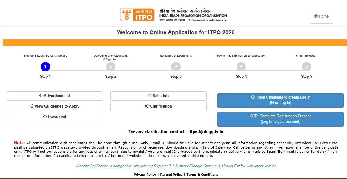 ITPO Various Posts Recruitment 2026
